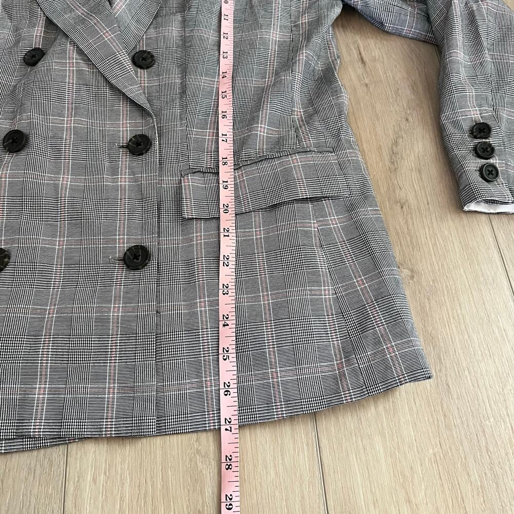 Who What Wear Women's Gray & Pink Plaid Double Breasted Blazer Sz M - Picture 5 of 6